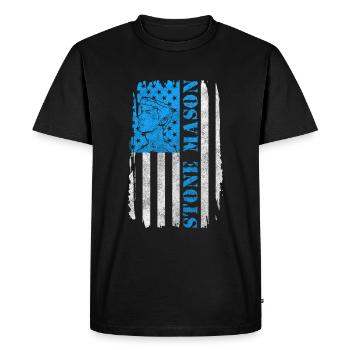 Armoiries de la guilde des artisans de la profession de tailleur de pierre - T-shirt Premium bio Homme - noir - Devant - Nico (187cm)