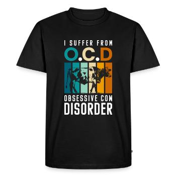 vaches, taches de vache, bétail, amour des animaux - T-shirt Premium bio Homme - noir - Devant - Nico (187cm)