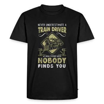 Locomotive ferroviaire - T-shirt Premium bio Homme - noir - Devant - Nico (187cm)