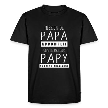 Papy cadeau futur papi phrase drôle anniversaire - T-shirt Premium bio Homme - noir - Devant - Nico (187cm)