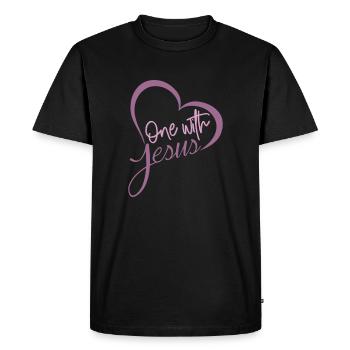 Un Avec Le cœur de Jésus-Christ Bibelzitat chemises - T-shirt Premium bio Homme - noir - Devant - Nico (187cm)