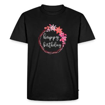 Joyeux anniversaire Cadeau Fleurs Fille - T-shirt Premium bio Homme - noir - Devant - Nico (187cm)