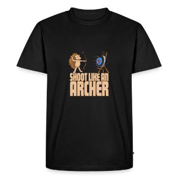 Archer Chasseur d'arc Hobbyiste Manger Sommeil - T-shirt Premium bio Homme - noir - Devant - Nico (187cm)