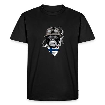 Patriotic Finnish Motorist Biker Gorilla Flag Of - Men's Premium Organic T-Shirt - black - Front - Nico (187cm)