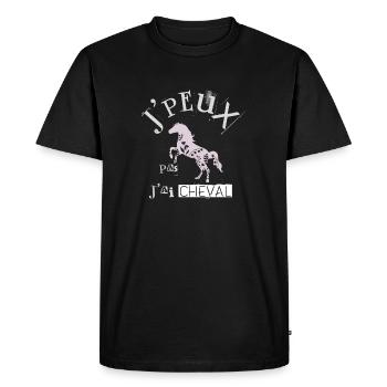 j'peux pas j'ai cheval équitation - T-shirt Premium bio Homme - noir - Devant - Nico (187cm)
