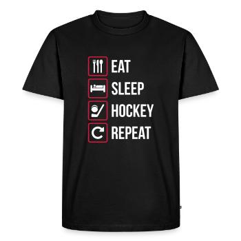 Mangez le sommeil de hockey Répéter - T-shirt Premium bio Homme - noir - Devant - Nico (187cm)
