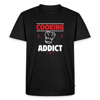 Accro à la cuisine - T-shirt Premium bio Homme - noir - Devant - Nico (187cm)