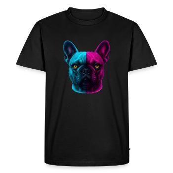 Bouledogue français Bully néon - T-shirt Premium bio Homme - noir - Devant - Nico (187cm)