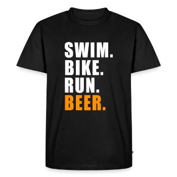 SWIM BIKE RUN BEER TRIATHLON CADEAU TRIATHLON - T-shirt Premium bio Homme - noir - Devant - Nico (187cm)