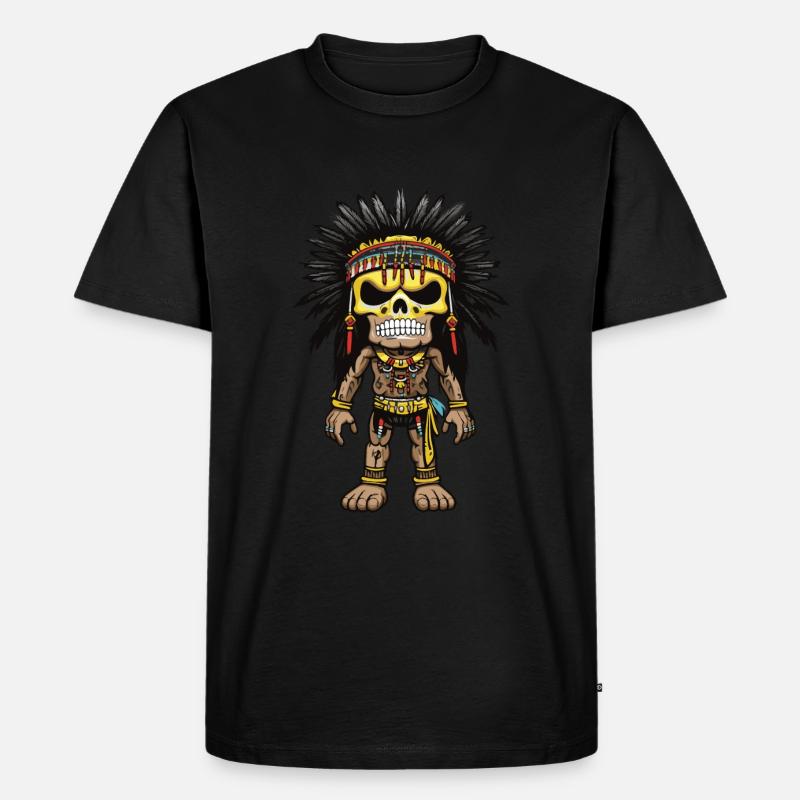 Apache Indianer Skelett - Männer Premium Bio T-Shirt - Schwarz