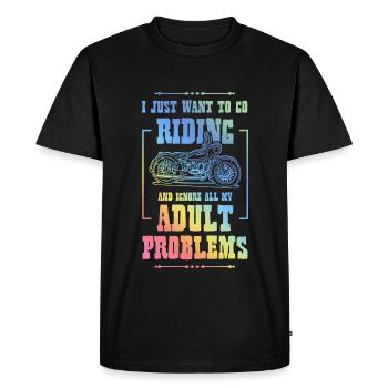 Ride Motorcycle Saying - Men's Premium Organic T-Shirt - black - Front - Nico (187cm)