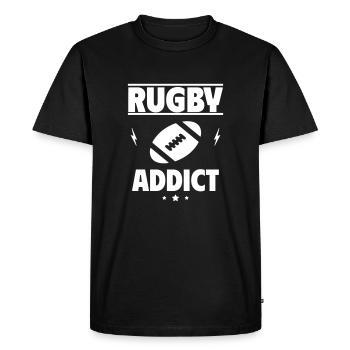 Accro au rugby - T-shirt Premium bio Homme - noir - Devant - Nico (187cm)