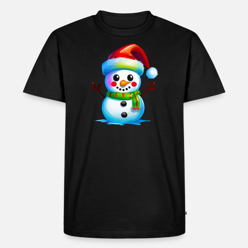 Schneemann - Männer Premium Bio T-Shirt - Schwarz