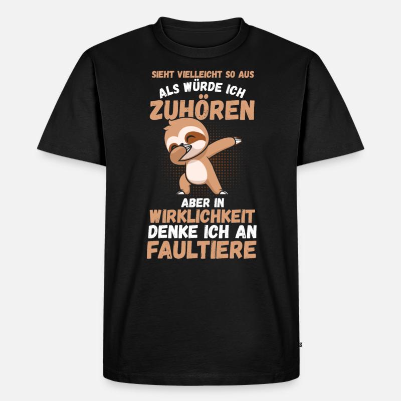 Faultier - Männer Premium Bio T-Shirt - Schwarz