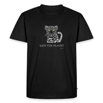 sauvez la planète, Leopard - T-shirt Premium bio Homme - noir - Devant - Nico (187cm)