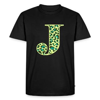 Lettre J initiale lettre initiales Léopard Léo - T-shirt Premium bio Homme - noir - Devant - Nico (187cm)