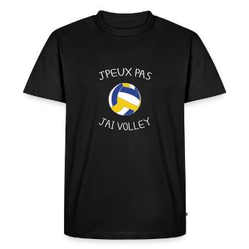 J'peux pas j'ai volley, volley, volleyball bleu - T-shirt Premium bio Homme - noir - Devant - Nico (187cm)