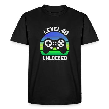 40e anniversaire du joueur vidéo niveau 40 débloqué - T-shirt Premium bio Homme - noir - Devant - Nico (187cm)
