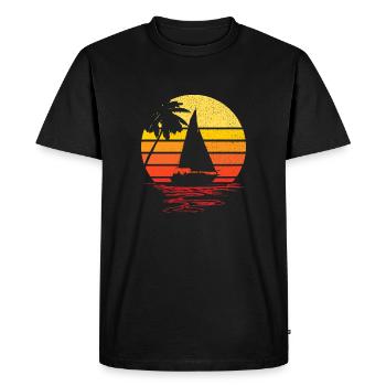 sailboat and sunset - water sport - Men's Premium Organic T-Shirt - black - Front - Nico (187cm)