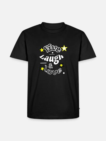 Lebe Lachen und Liebe - Männer Premium Bio T-Shirt - Schwarz