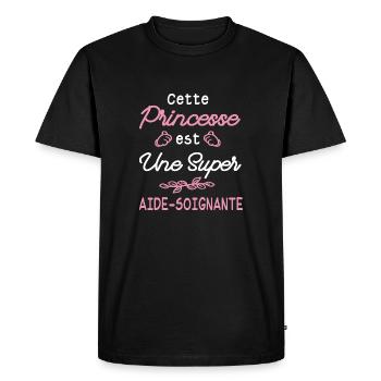 princesse et aide-soignante / super aide-soignante - T-shirt Premium bio Homme - noir - Devant - Nico (187cm)