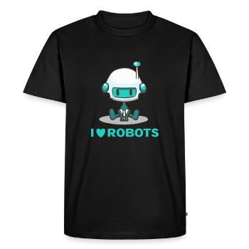 I Love Robots Cute Robot - Men's Premium Organic T-Shirt - black - Front - Nico (187cm)