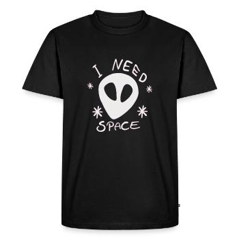 Alien blanc J’AI BESOIN D’ESPACE Univers Étoiles Galaxie - T-shirt Premium bio Homme - noir - Devant - Nico (187cm)