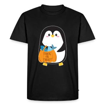 Pingouin à la citrouille d’Halloween - T-shirt Premium bio Homme - noir - Devant - Nico (187cm)