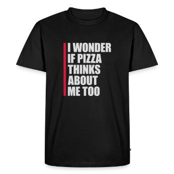 pizza thinks about me - Men's Premium Organic T-Shirt - black - Front - Nico (187cm)