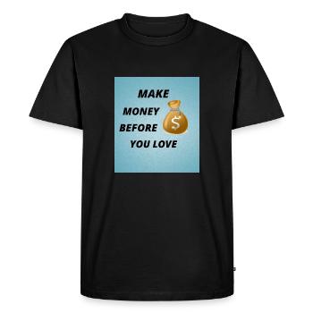 MAKE MONEY - Men's Premium Organic T-Shirt - black - Front - Nico (187cm)
