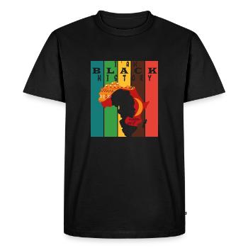 Je suis l’histoire des Noirs africains - T-shirt Premium bio Homme - noir - Devant - Nico (187cm)
