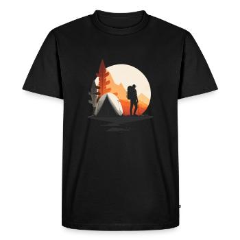 Motif de randonnée avec tente pour campeurs et aventuriers - T-shirt Premium bio Homme - noir - Devant - Nico (187cm)