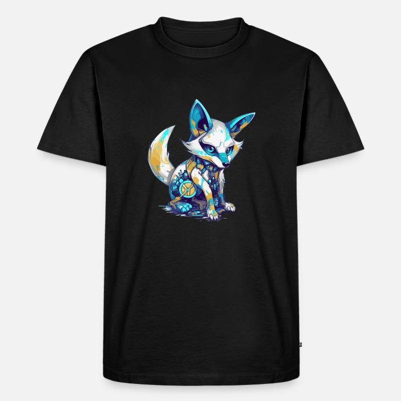Ecko, der bionische Fuchs - Männer Premium Bio T-Shirt - Schwarz