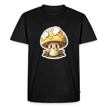 Funny cartoon mushroom - Men's Premium Organic T-Shirt - black - Front - Nico (187cm)