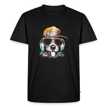 DJ Woof: Cool Dog DJs Tunes - Men's Premium Organic T-Shirt - black - Front - Nico (187cm)