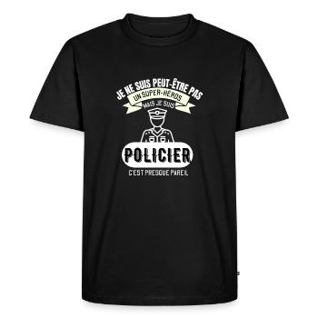 Cadeau humour policier - T-shirt Premium bio Homme - noir - Devant - Nico (187cm)