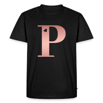 lettre P rose gold - T-shirt Premium bio Homme - noir - Devant - Nico (187cm)