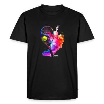 Tennis, a sport that is fun and keeps you fit - Men's Premium Organic T-Shirt - black - Front - Nico (187cm)