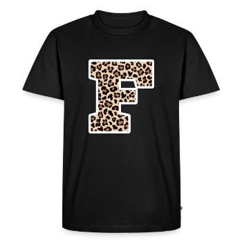 lettre F motif léopard -idée cadeau d’anniversaire - T-shirt Premium bio Homme - noir - Devant - Nico (187cm)