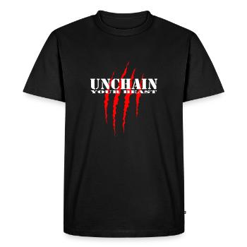 UNCHAIN YOUR BEAST 2 red - Men's Premium Organic T-Shirt - black - Front - Nico (187cm)