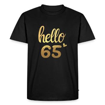 Hello 65 doré - T-shirt Premium bio Homme - noir - Devant - Nico (187cm)