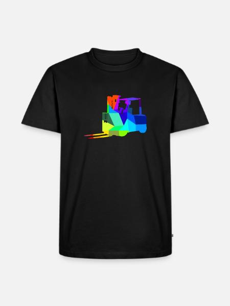 Gabelstapler Regenbogen Polygon Baufahrzeug - Männer Premium Bio T-Shirt - Schwarz