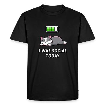 Recharge Mode: I Was Social Today - Men's Premium Organic T-Shirt - black - Front - Nico (187cm)