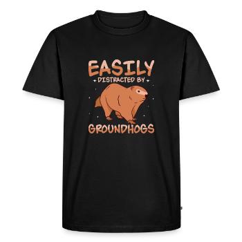 Facilement distrait par les marmottes rongeurs - T-shirt Premium bio Homme - noir - Devant - Nico (187cm)