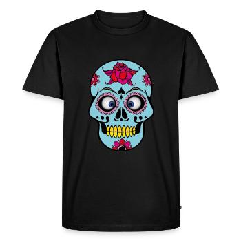 Squinting funny skull | funny skull - Men's Premium Organic T-Shirt - black - Front - Nico (187cm)