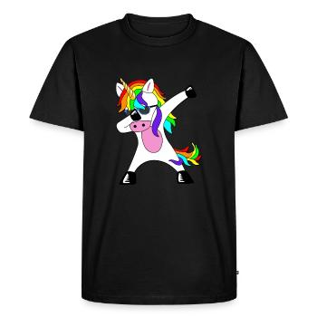 Dabbing Unicorn Idée cadeau Dab dabbende Licorne - T-shirt Premium bio Homme - noir - Devant - Nico (187cm)