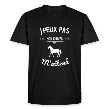 j'peux pas mon cheval m'attend ! cadeau cheval - T-shirt Premium bio Homme - noir - Devant - Nico (187cm)
