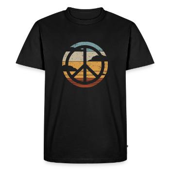 Signe de paix Rétro Design Signe de paix - T-shirt Premium bio Homme - noir - Devant - Nico (187cm)
