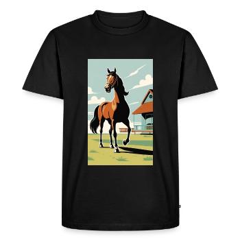 Horse | Horse Riding | Animal | Mount | Colorful - Men's Premium Organic T-Shirt - black - Front - Nico (187cm)