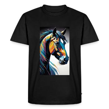 Horse | Horse Riding | Animal | Mount | Colorful - Men's Premium Organic T-Shirt - black - Front - Nico (187cm)